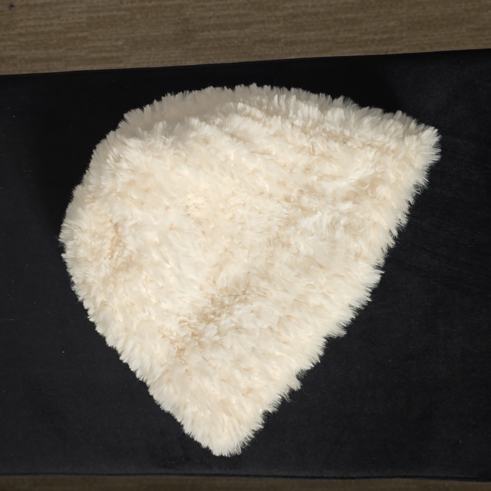 Fuzzy white beanie